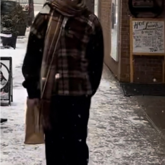 Brown checkered vintage quarter zip. Gently used - Picture 2 of 3